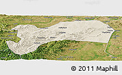 Shaded Relief Panoramic Map of Harqin Qi, satellite outside