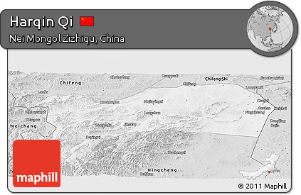 Silver Style Panoramic Map of Harqin Qi