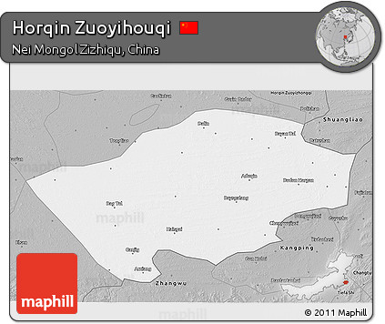 Gray 3D Map of Horqin Zuoyihouqi