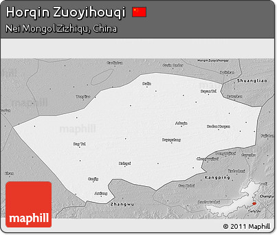 Gray 3D Map of Horqin Zuoyihouqi