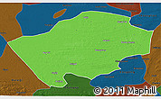 Political 3D Map of Horqin Zuoyihouqi, darken
