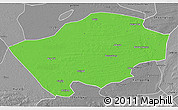 Political 3D Map of Horqin Zuoyihouqi, desaturated