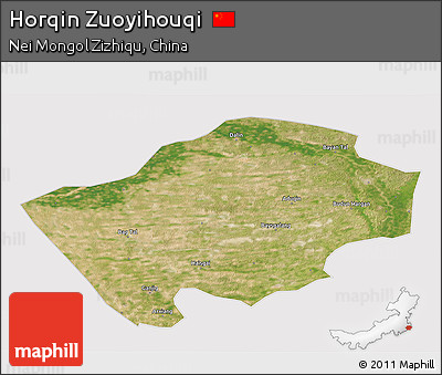 Satellite 3D Map of Horqin Zuoyihouqi, cropped outside