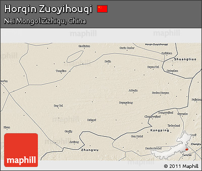 Shaded Relief 3D Map of Horqin Zuoyihouqi