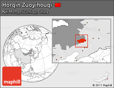 Blank Location Map of Horqin Zuoyihouqi, highlighted country, highlighted parent region