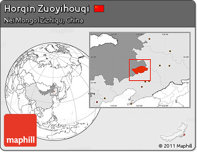 Blank Location Map of Horqin Zuoyihouqi, highlighted country, highlighted parent region