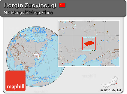 Gray Location Map of Horqin Zuoyihouqi