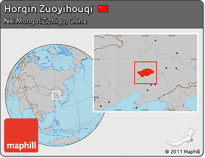 Gray Location Map of Horqin Zuoyihouqi
