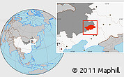 Gray Location Map of Horqin Zuoyihouqi, highlighted country, highlighted parent region