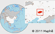 Gray Location Map of Horqin Zuoyihouqi, highlighted country