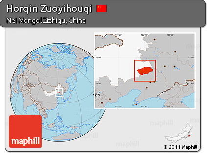 Gray Location Map of Horqin Zuoyihouqi, highlighted parent region