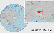 Gray Location Map of Horqin Zuoyihouqi, hill shading