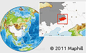Physical Location Map of Horqin Zuoyihouqi, highlighted country, highlighted parent region