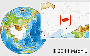 Physical Location Map of Horqin Zuoyihouqi, highlighted country