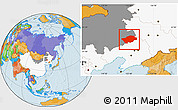Political Location Map of Horqin Zuoyihouqi, highlighted country, highlighted parent region