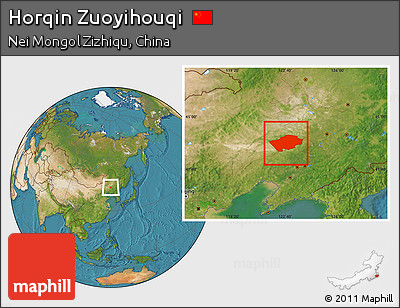 Satellite Location Map of Horqin Zuoyihouqi