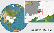 Satellite Location Map of Horqin Zuoyihouqi, highlighted country, highlighted parent region