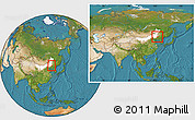 Satellite Location Map of Horqin Zuoyihouqi, highlighted parent region, within the entire country