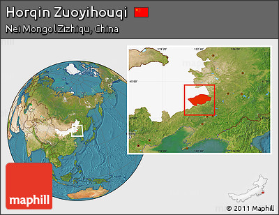 Satellite Location Map of Horqin Zuoyihouqi, highlighted parent region