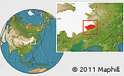Satellite Location Map of Horqin Zuoyihouqi, highlighted parent region