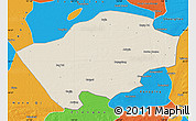 Shaded Relief Map of Horqin Zuoyihouqi, political outside