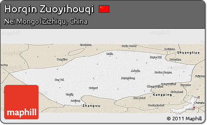 Classic Style Panoramic Map of Horqin Zuoyihouqi