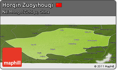 Physical Panoramic Map of Horqin Zuoyihouqi, darken