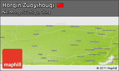 Physical Panoramic Map of Horqin Zuoyihouqi
