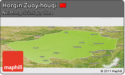 Physical Panoramic Map of Horqin Zuoyihouqi, satellite outside