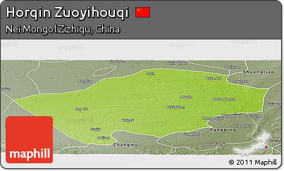 Physical Panoramic Map of Horqin Zuoyihouqi, semi-desaturated