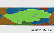 Political Panoramic Map of Horqin Zuoyihouqi, darken