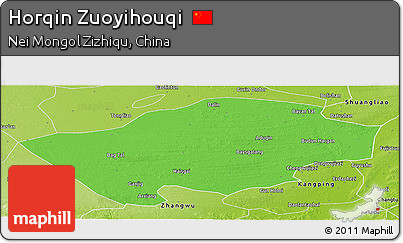 Political Panoramic Map of Horqin Zuoyihouqi, physical outside