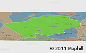 Political Panoramic Map of Horqin Zuoyihouqi, semi-desaturated