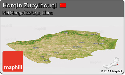 Satellite Panoramic Map of Horqin Zuoyihouqi, cropped outside