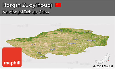 Satellite Panoramic Map of Horqin Zuoyihouqi, cropped outside