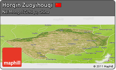 Satellite Panoramic Map of Horqin Zuoyihouqi, physical outside