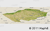 Satellite Panoramic Map of Horqin Zuoyihouqi, shaded relief outside