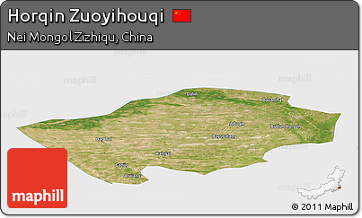 Satellite Panoramic Map of Horqin Zuoyihouqi, single color outside