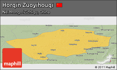 Savanna Style Panoramic Map of Horqin Zuoyihouqi