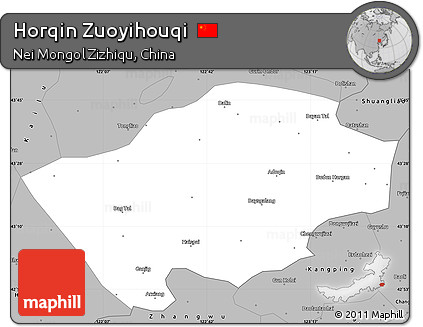 Gray Simple Map of Horqin Zuoyihouqi