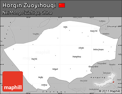 Gray Simple Map of Horqin Zuoyihouqi