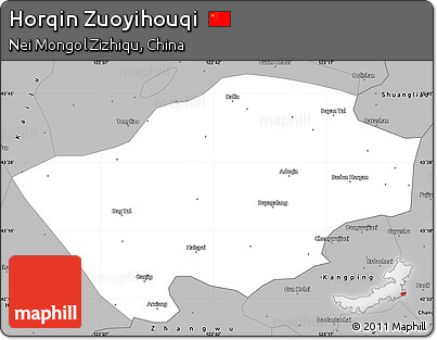 Gray Simple Map of Horqin Zuoyihouqi