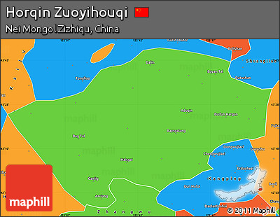 Political Simple Map of Horqin Zuoyihouqi
