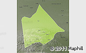 Physical 3D Map of Hure Qi, darken, semi-desaturated