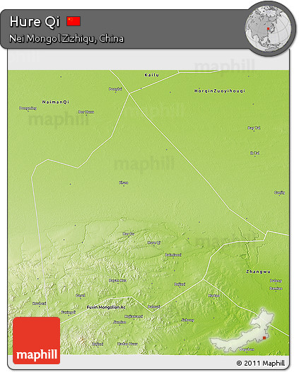 Physical 3D Map of Hure Qi