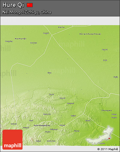 Physical 3D Map of Hure Qi
