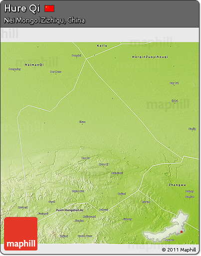 Physical 3D Map of Hure Qi