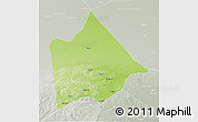 Physical 3D Map of Hure Qi, lighten, semi-desaturated
