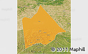 Political 3D Map of Hure Qi, satellite outside