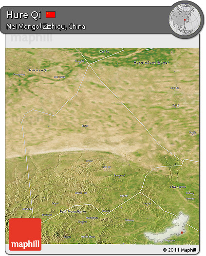 Satellite 3D Map of Hure Qi
